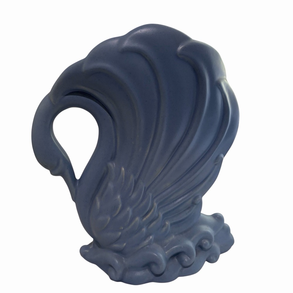 Vintage Royal Haeger large 12" ceramic Blue swan sculpture Planter Art deco 90s
